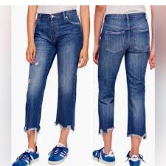 FREE PEOPLE We the Free Maggie Button Fly Distressed Raw‎ Hem Jeans Size 29 - Picture 1 of 8